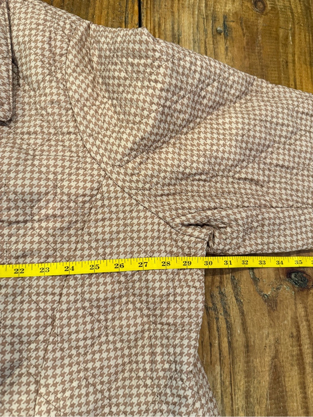 Lands End Quilted Jacket Tan Houndstooth PrimaLoft Insulated Women’s Plus 3X - Picture 10 of 12